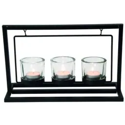 Candlestick - metal - black - 3 candles