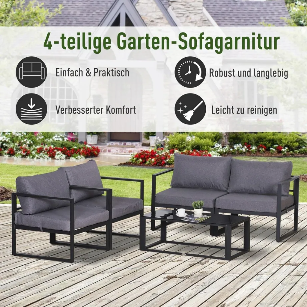 Garden furniture for 4 people grey