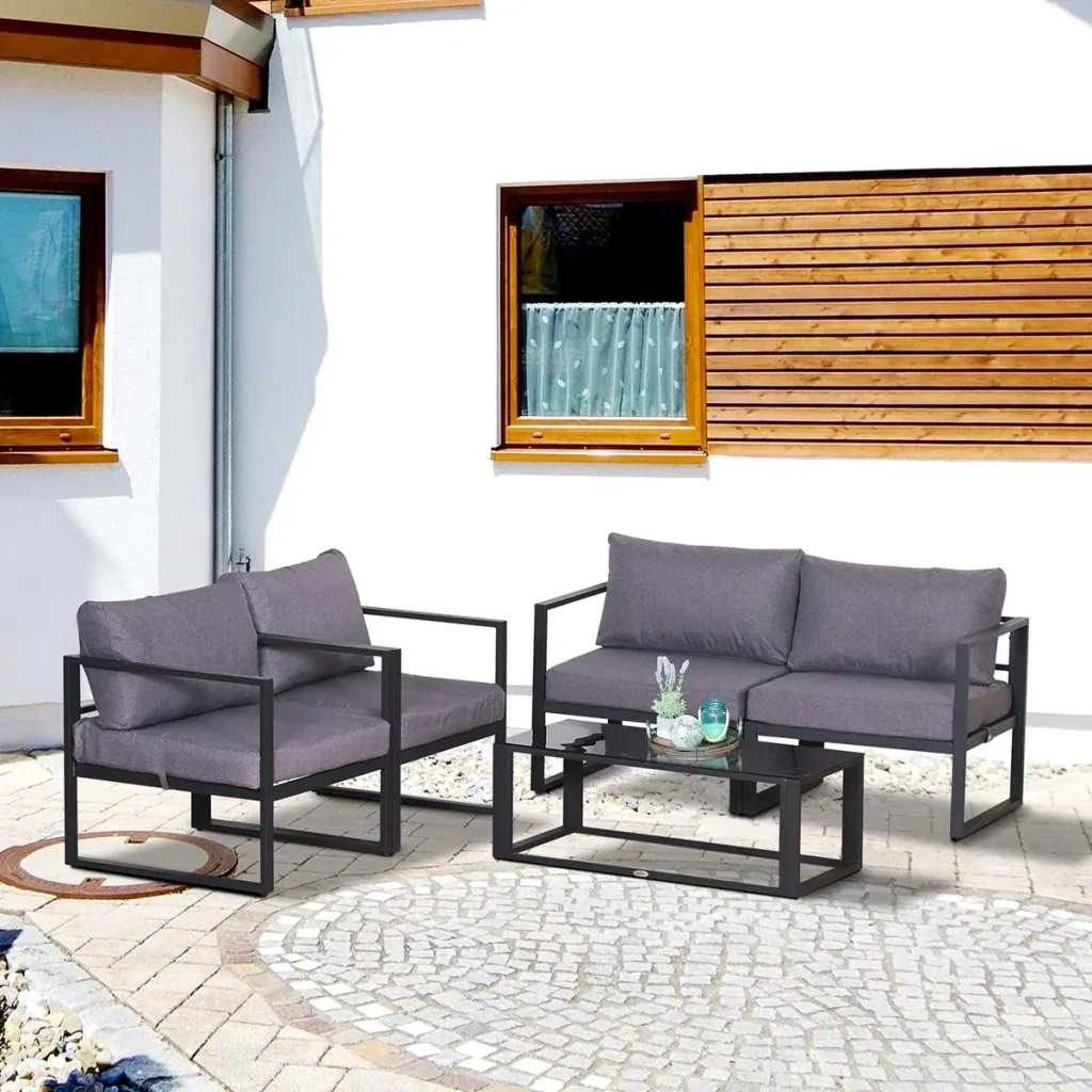 Garden furniture for 4 people grey