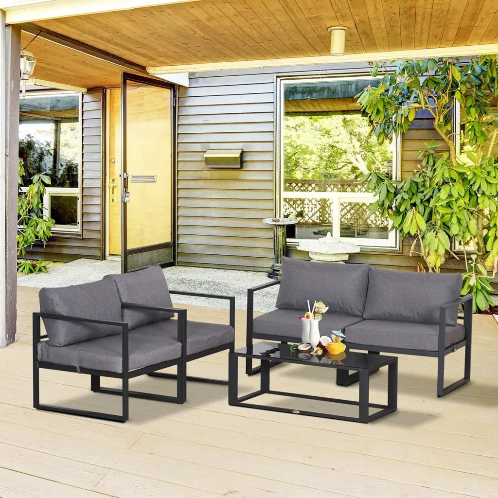 Garden furniture for 4 people grey