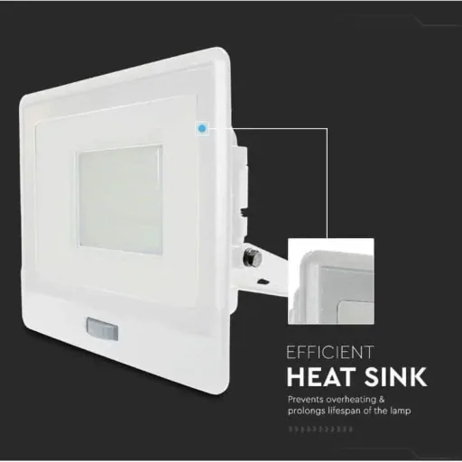 VT-158S LED Floodlight with Sensor - 50 W - 4000 Lm - 4000K - White