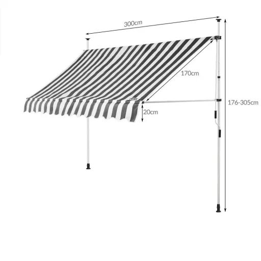 Clamp awning white/grey 300cm