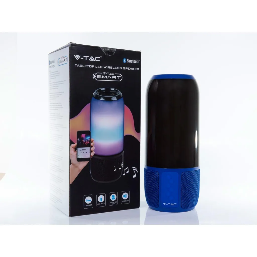 VT-7456 Bluetooth speaker with RGB lighting - 2x 3Watt - Blue