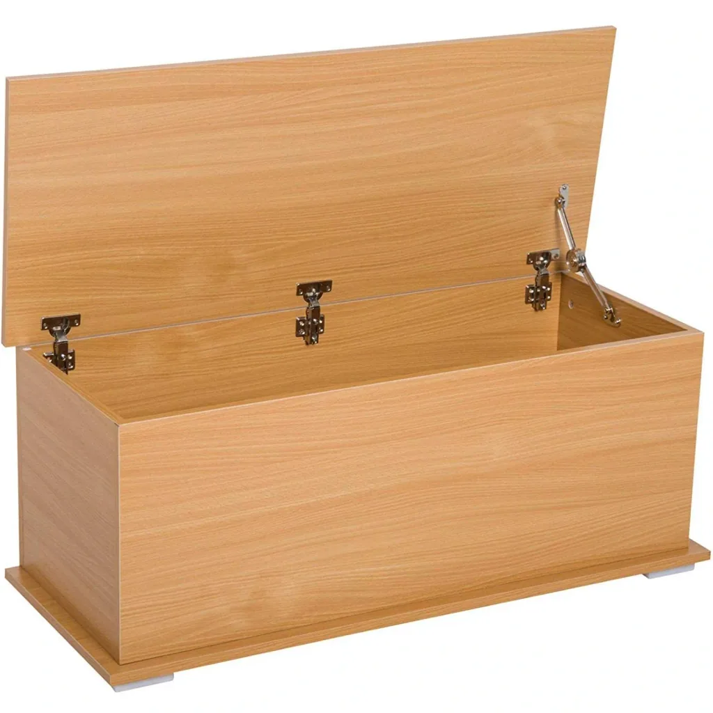Chest storage box wooden box with folding lid beech