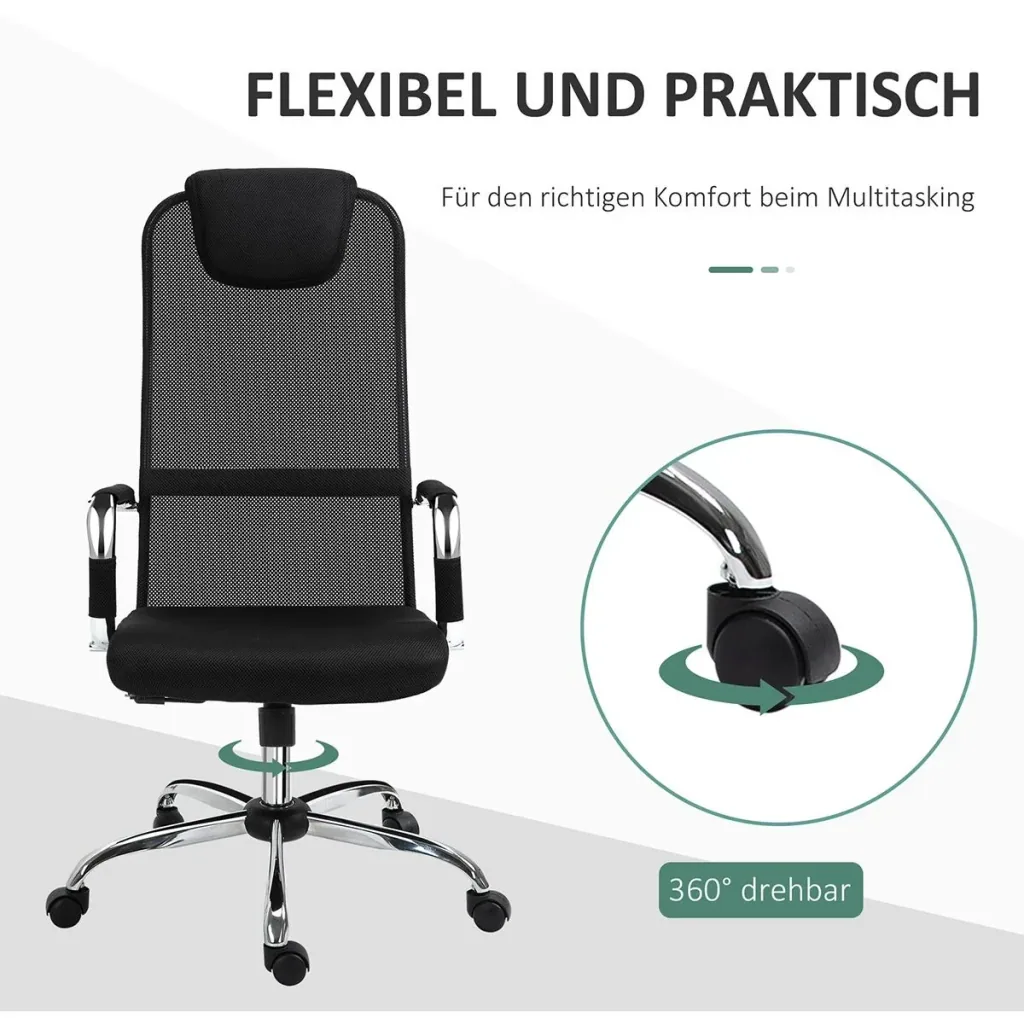 Office chair with rocking function and headrest Black