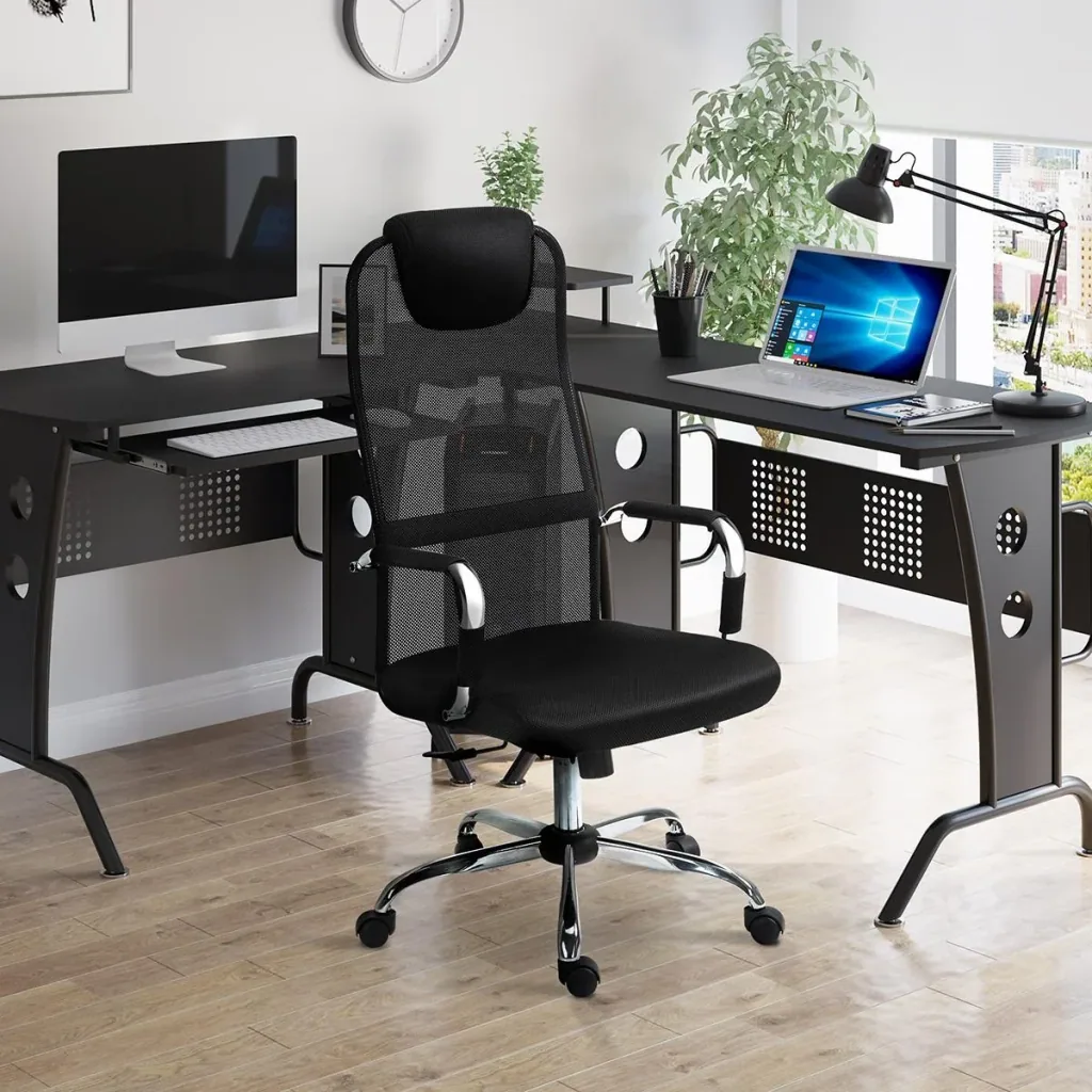 Office chair with rocking function and headrest Black