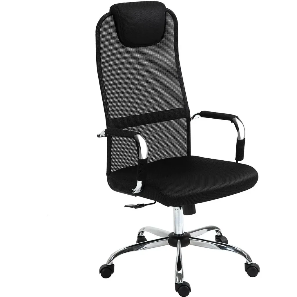 Office chair with rocking function and headrest Black
