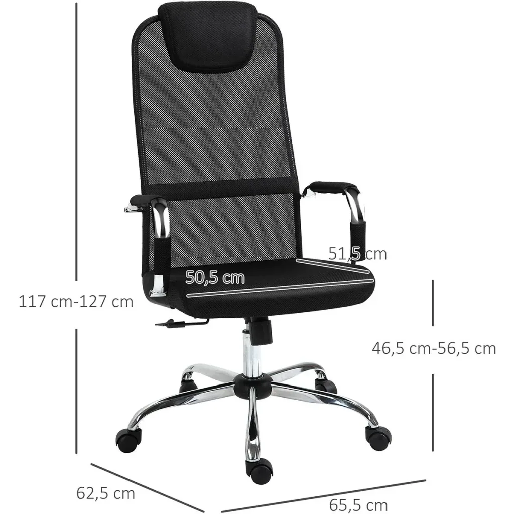 Office chair with rocking function and headrest Black
