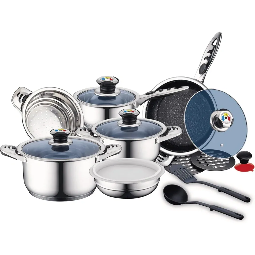 Pot set with accessories - silver