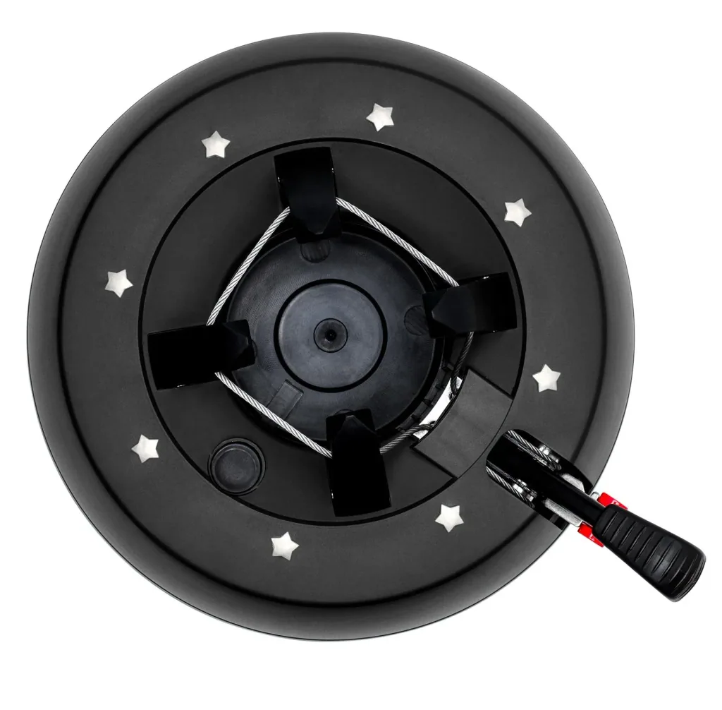 Christmas tree stand, ∅ 325 mm with foot lever and single rope technology