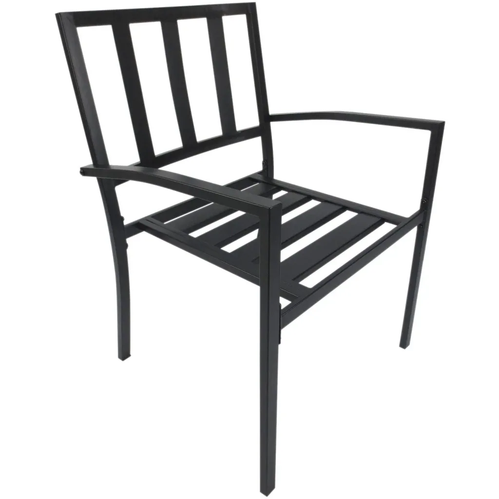 3-piece dining set, dining table set, round metal table, black with 1 table + 2 chairs