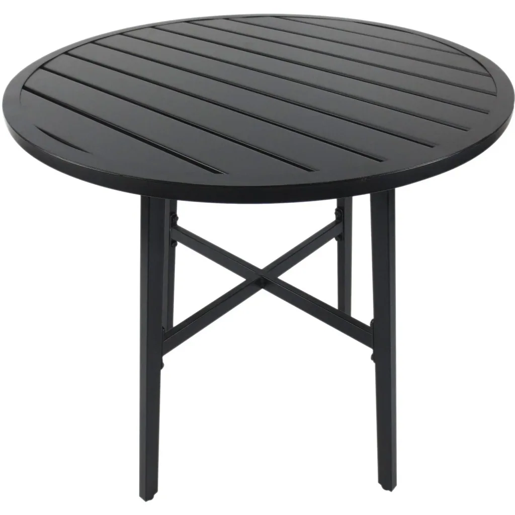 3-piece dining set, dining table set, round metal table, black with 1 table + 2 chairs