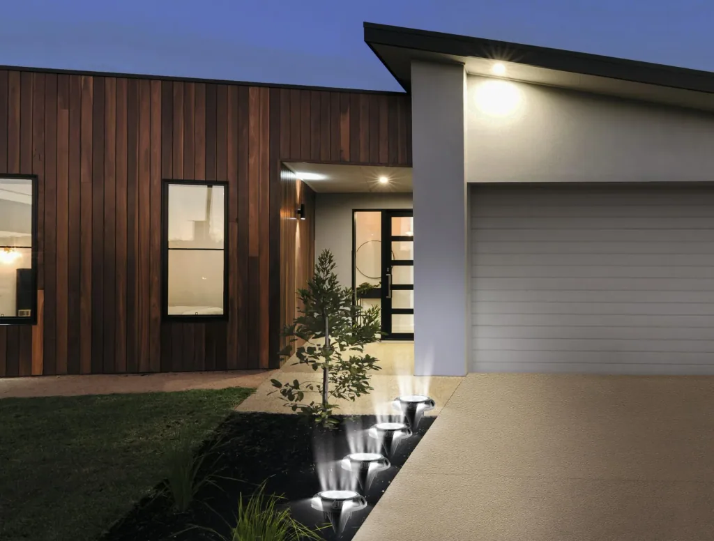 Set of 4 solar floor lights with twilight sensor