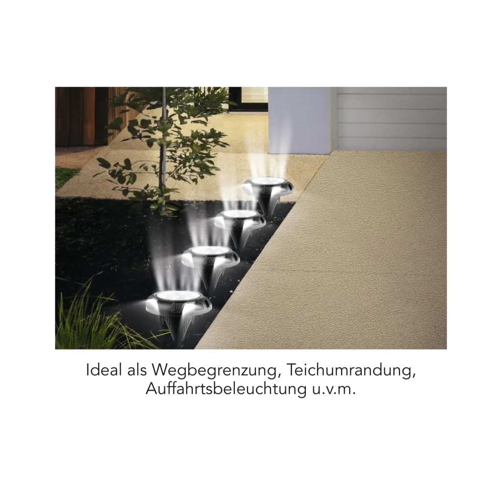 Set of 4 solar floor lights with twilight sensor