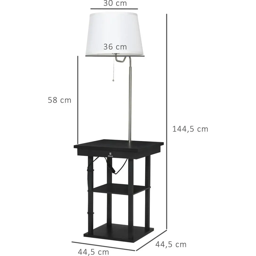 2-in-1 floor lamp with shelf black, white