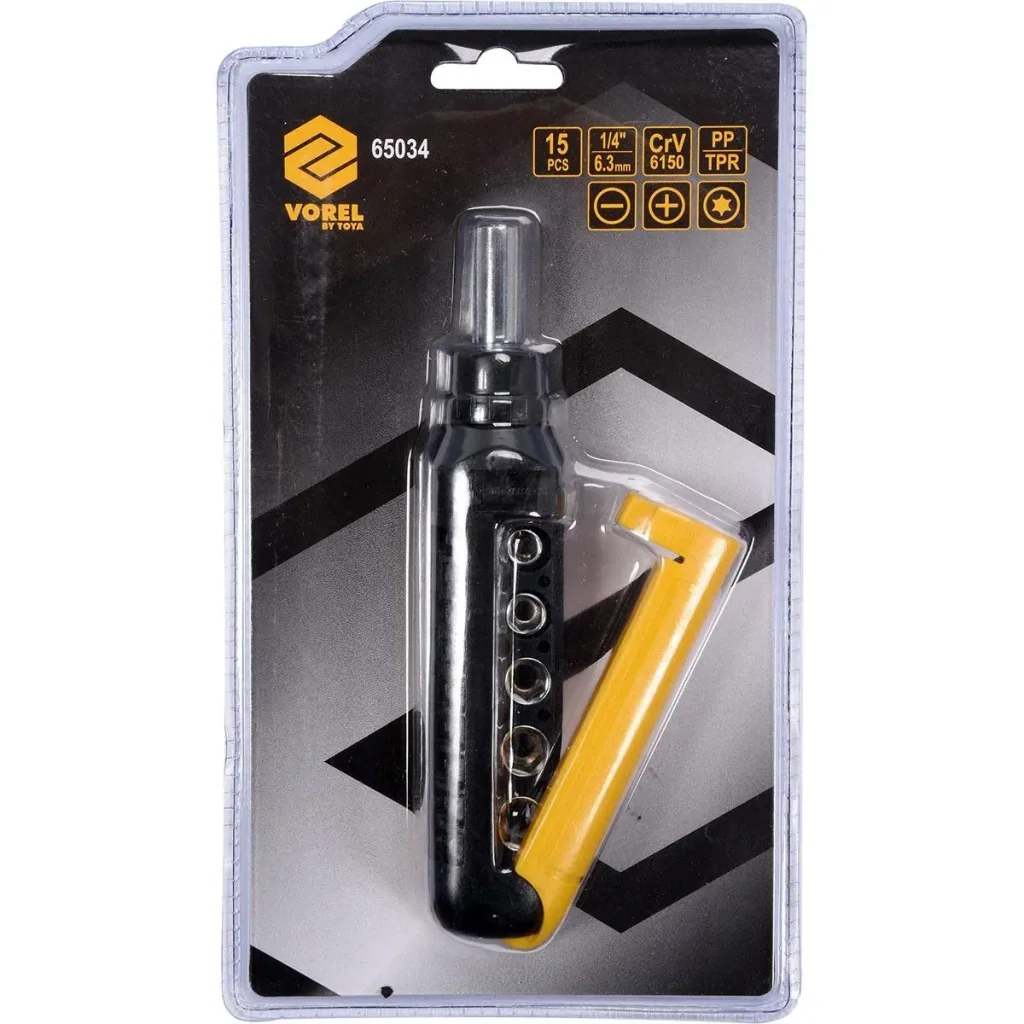 Ratchet screwdriver with interchangeable bits - 15 pieces