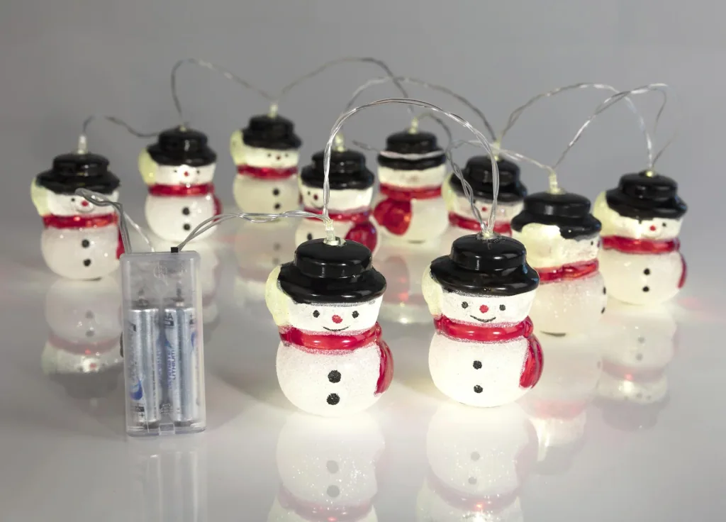 10 LED fairy lights with snowmen
