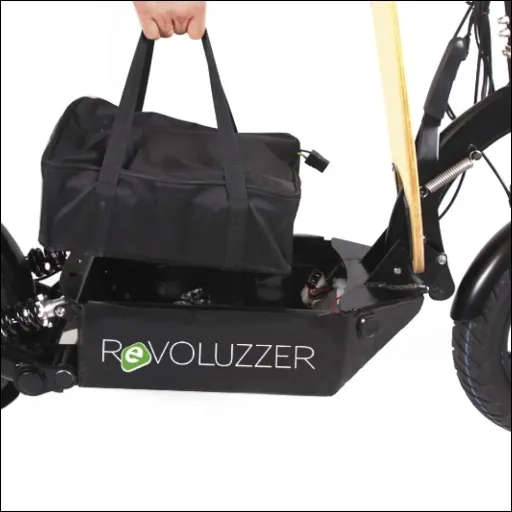 E-Scooter "Revoluzzer" Safety Plus 45 km/h including indicators, luggage case and lithium battery, black