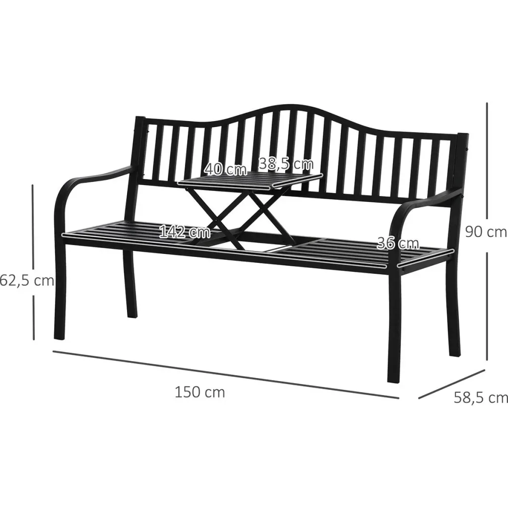 Garden bench with extendable table