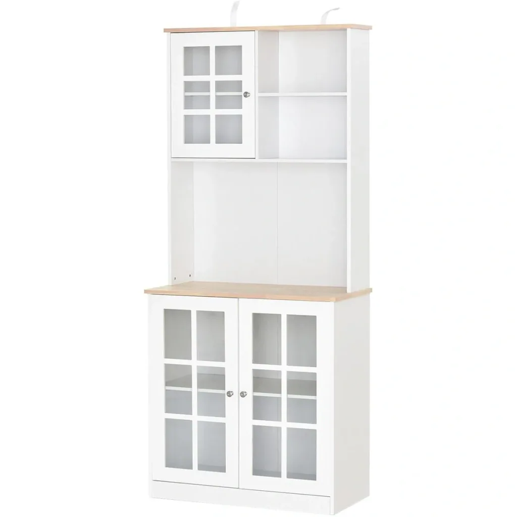 Tall cabinet with glass doors, white