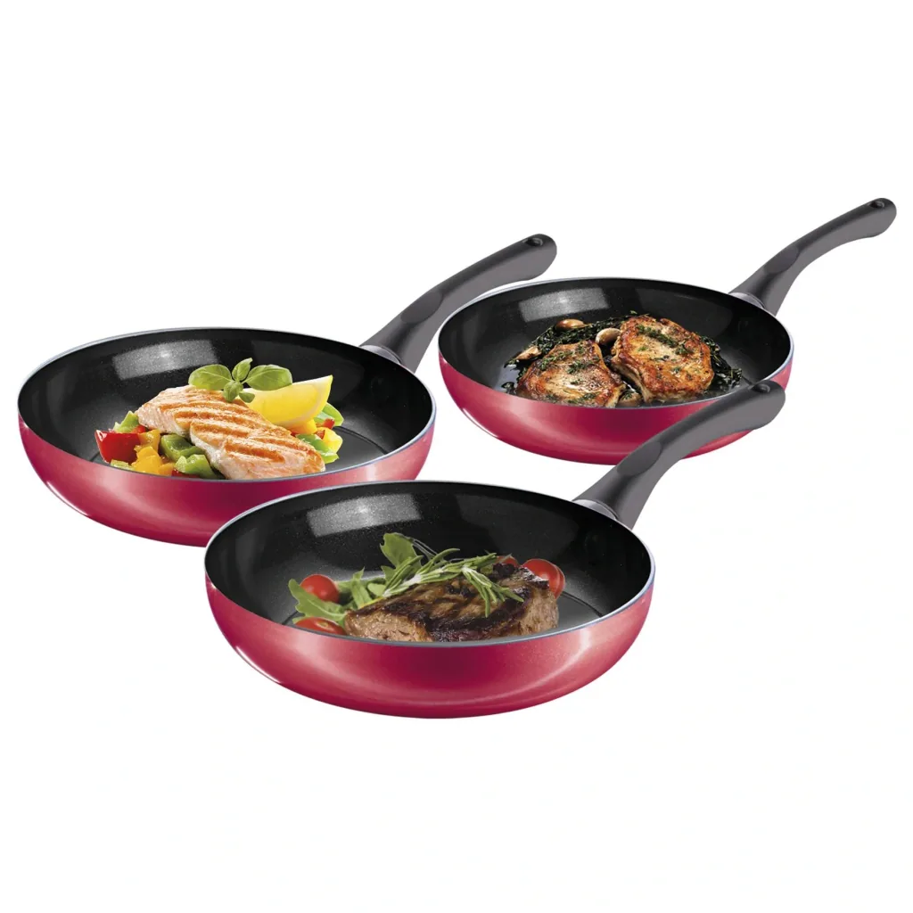 Pan set, red, 3-piece