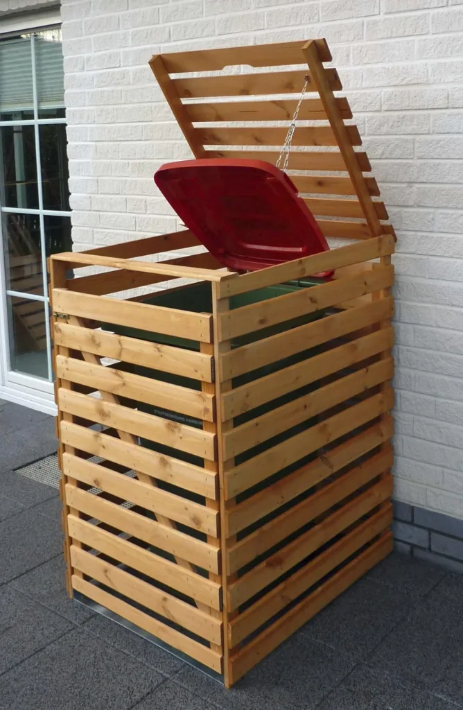 Garbage can box "Vario V" for 1 ton, honey brown