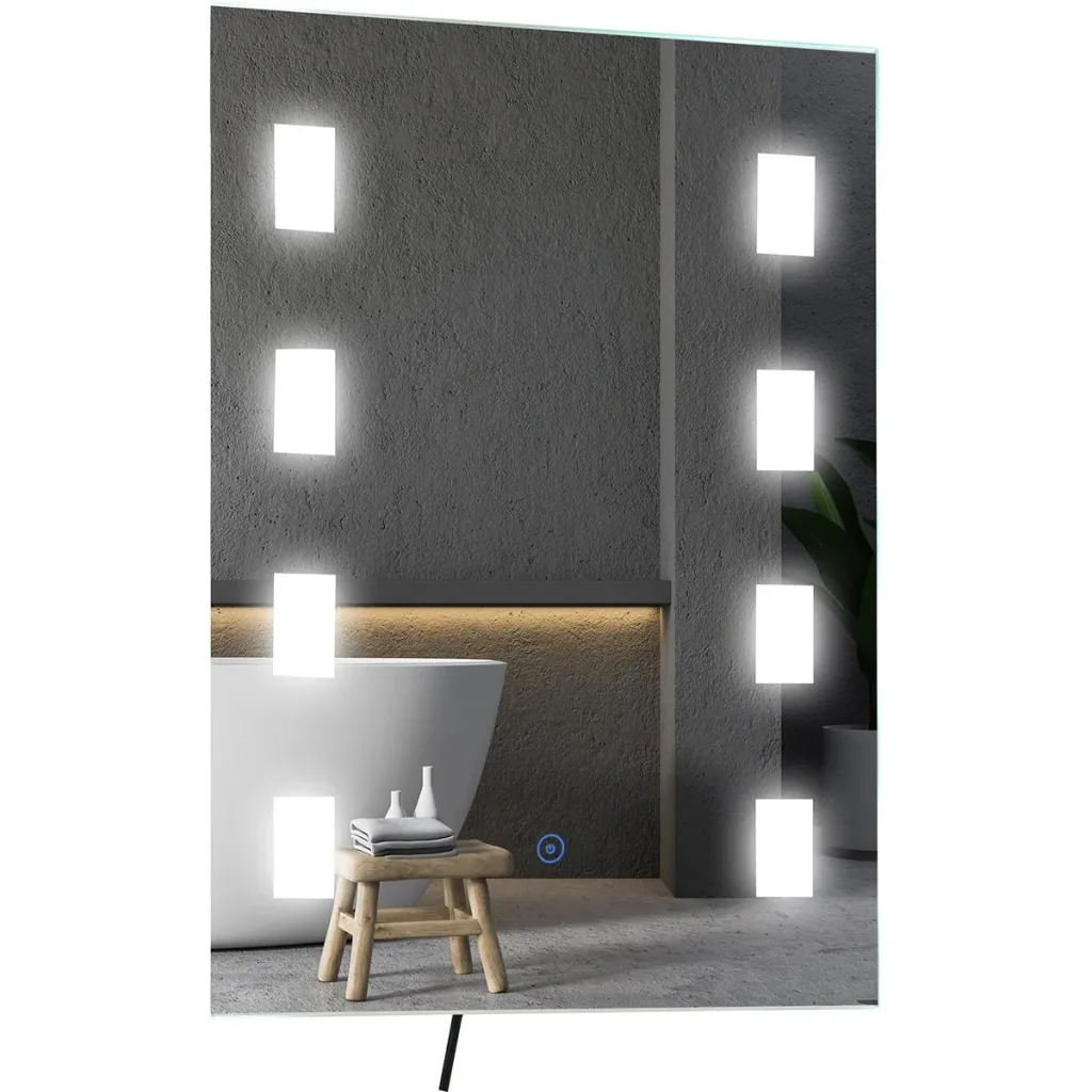 Light mirror LED mirror anti-fog bathroom mirror bathroom mirror wall mirror with touch switch silver 70 x 50 x