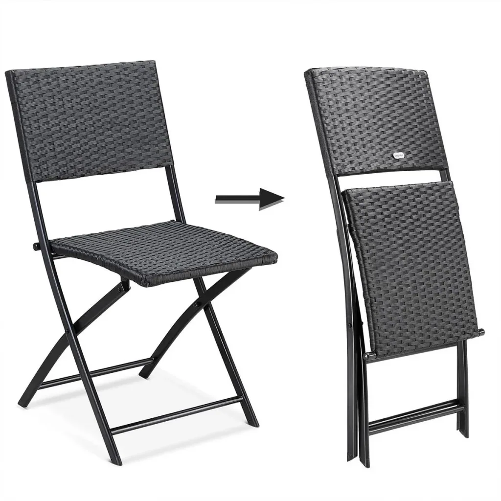 Folding chair polyrattan 2 pieces - black - max. 120 kg - 43x49x81 cm