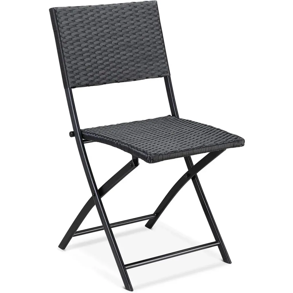 Folding chair polyrattan 2 pieces - black - max. 120 kg - 43x49x81 cm