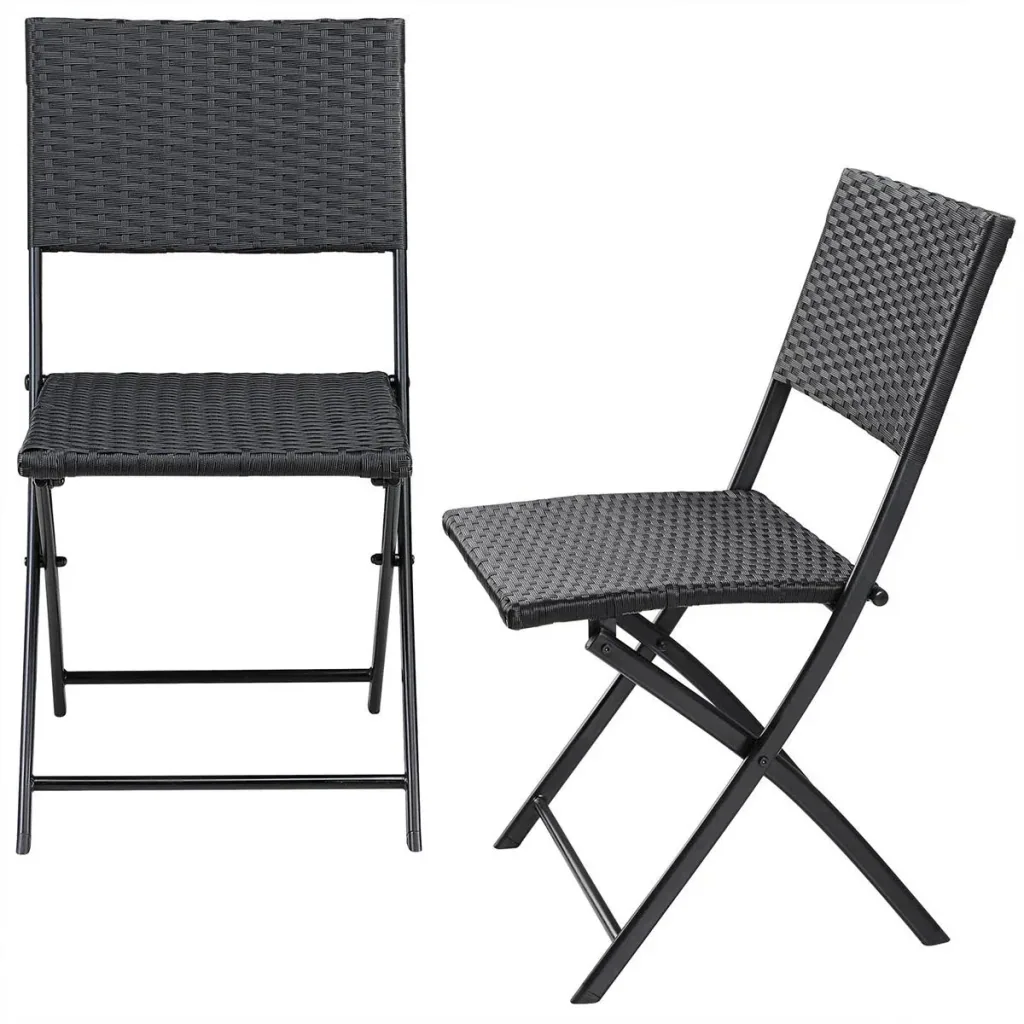 Folding chair polyrattan 2 pieces - black - max. 120 kg - 43x49x81 cm