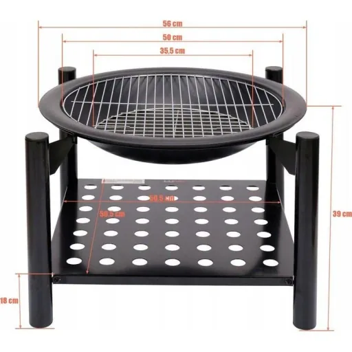 Fire bowl with grill - diameter grille 50cm - 58x58x55cm