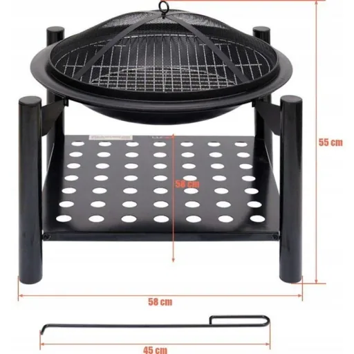 Fire bowl with grill - diameter grille 50cm - 58x58x55cm