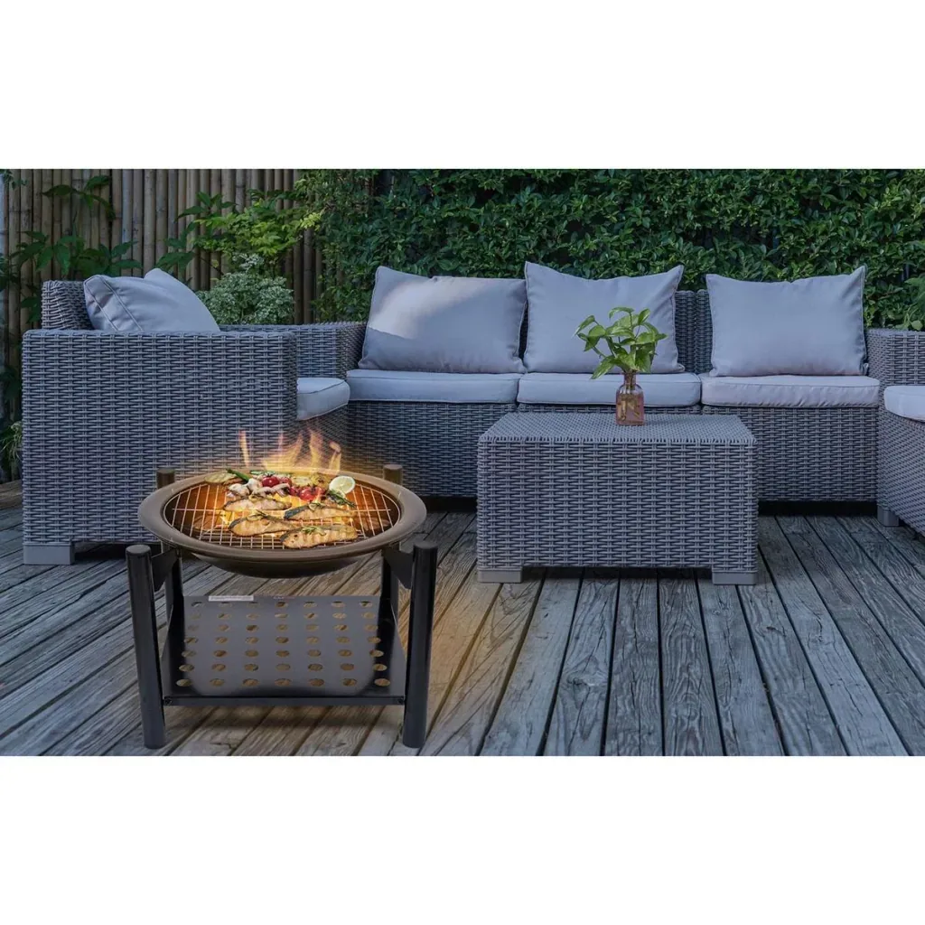 Fire bowl with grill - diameter grille 50cm - 58x58x55cm