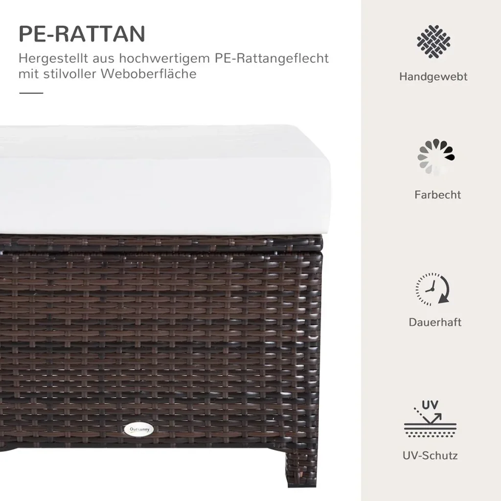 Poly rattan stool with cushion garden stool seat stool footstool rattan stool balcony seat stool garden furniture brown+cream