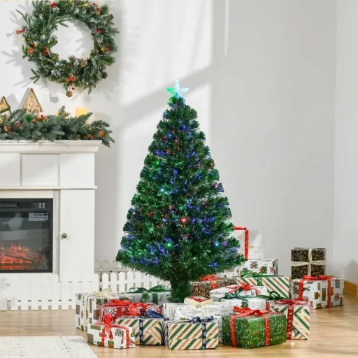 Christmas tree 1.2 m Christmas tree artificial fir 130 branches with LED lights