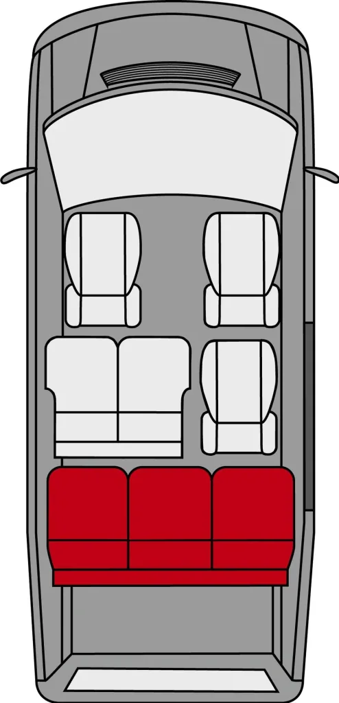 Fitted seat covers VW T6 for 3-seater rear bench made of artificial leather from model year 07/2015 to today