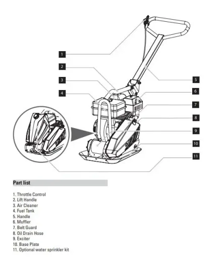 Vibration plate for gasoline - 8000 N