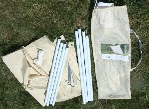 Sun sail set 3 for camping and garden, square shape 4 x 4 m