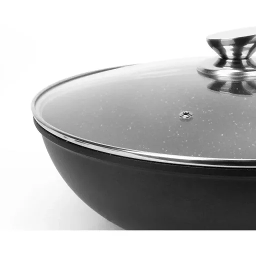 Wok pan - with glass lid - 28cm - Black