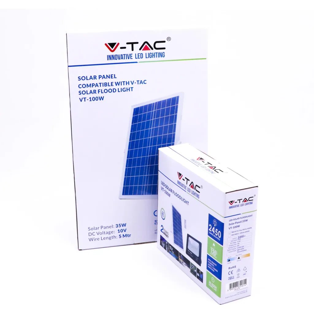 VT-100W solar spotlight with separate solar panel - 35W - 2450 lumens - 4000K - solar energy