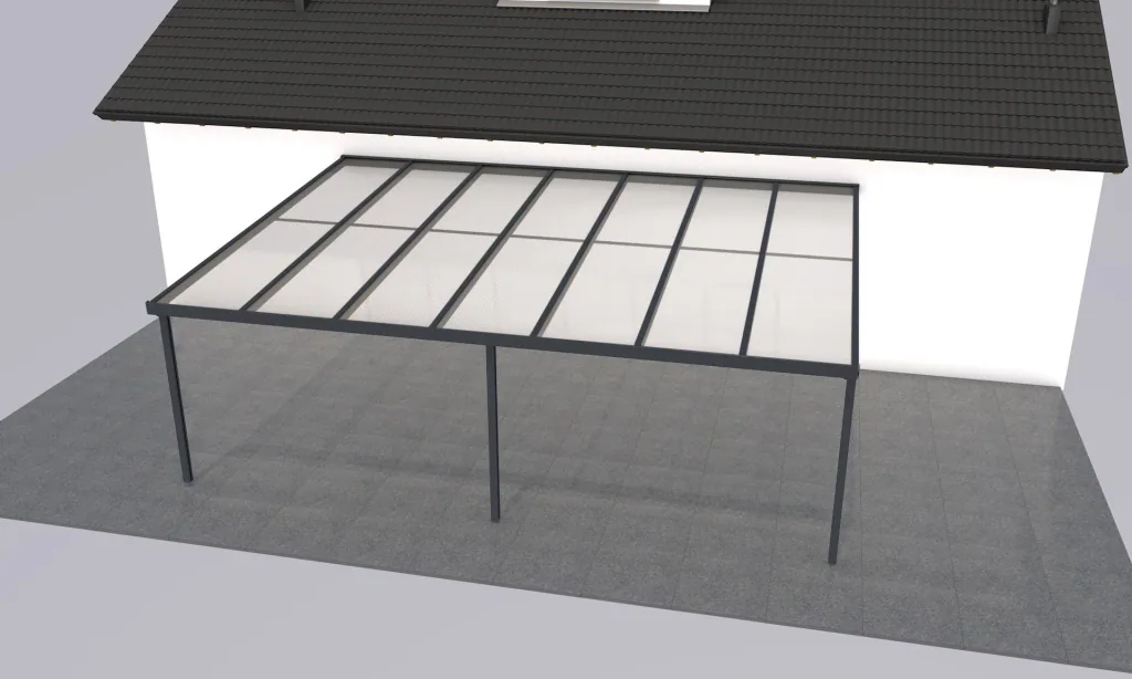 Patio roof Premium, anthracite, 7120 x 5060 mm - Polycarbonate multi-wall sheets 16 mm, clear
