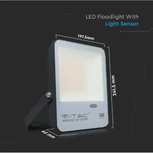 VT-57S LED floodlight with day/night sensor - 50 W - 5000 Lm - 4000K - black