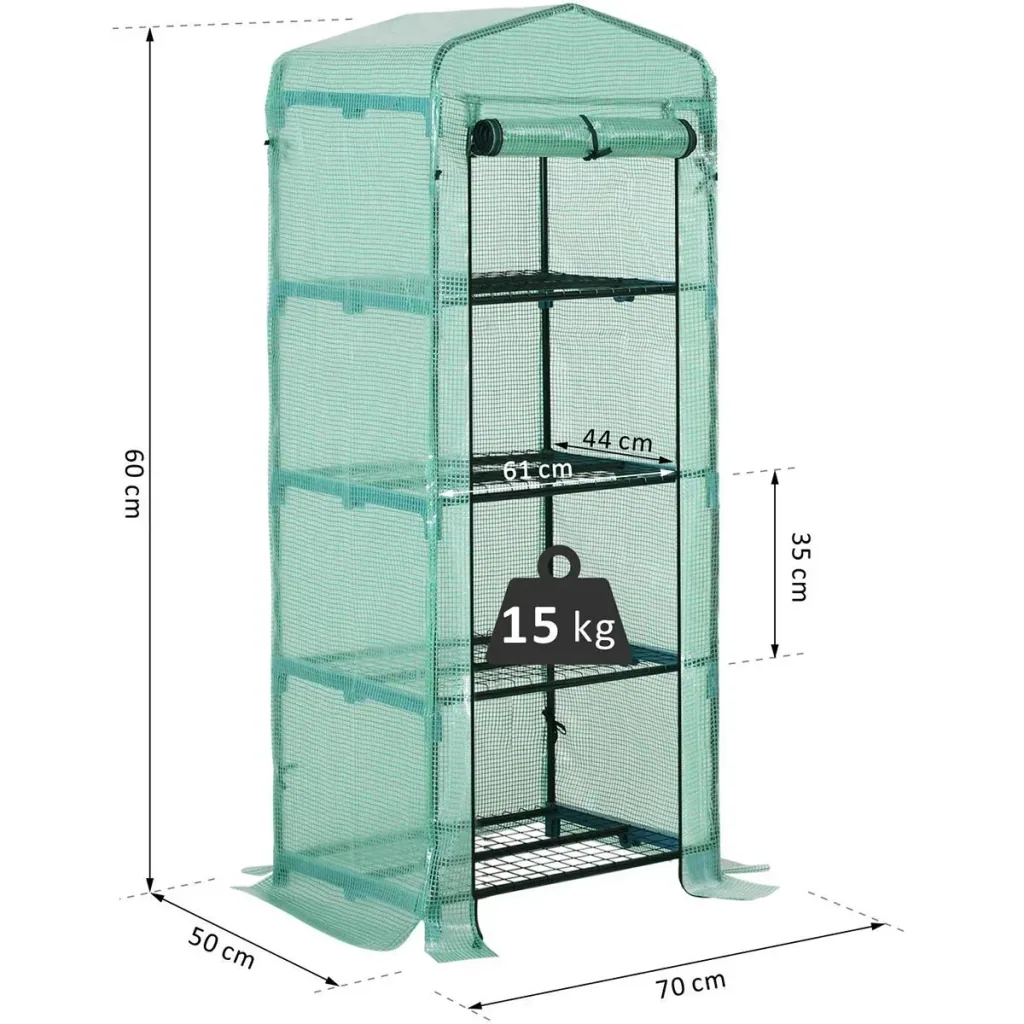 Greenhouse with 4 shelves green transparent