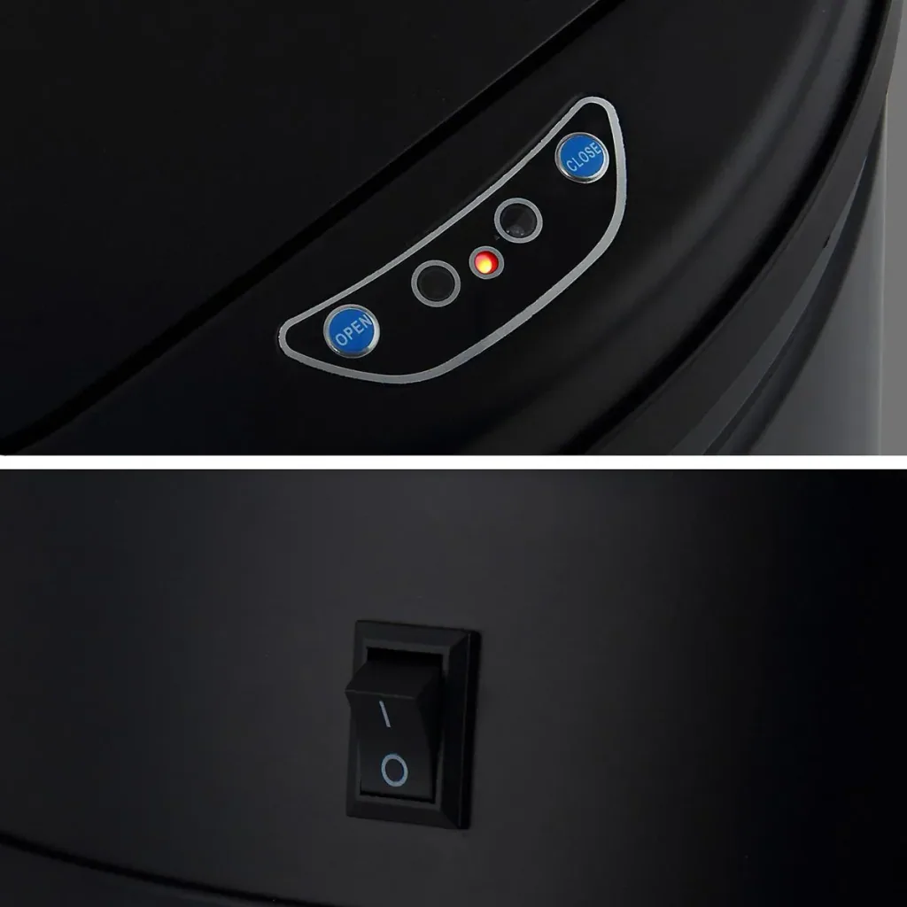 Waste basket with sensor stainless steel black 40 liters
