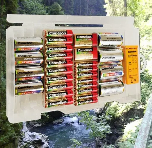 Plus Alkaline Battery Box with Battery Tester and Adapter - 29 pieces