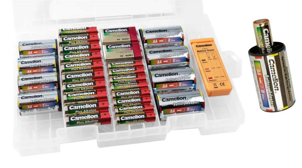 Plus Alkaline Battery Box with Battery Tester and Adapter - 29 pieces