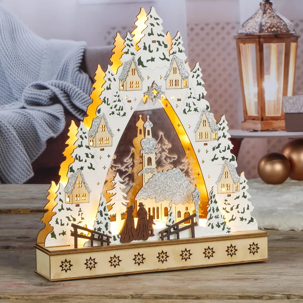 Christmas town with LED lighting
