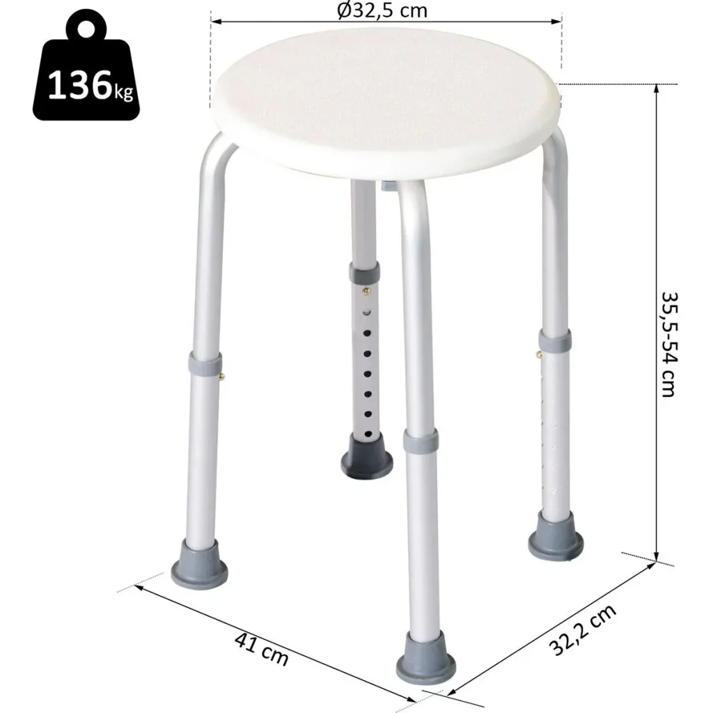 Bath stool round white
