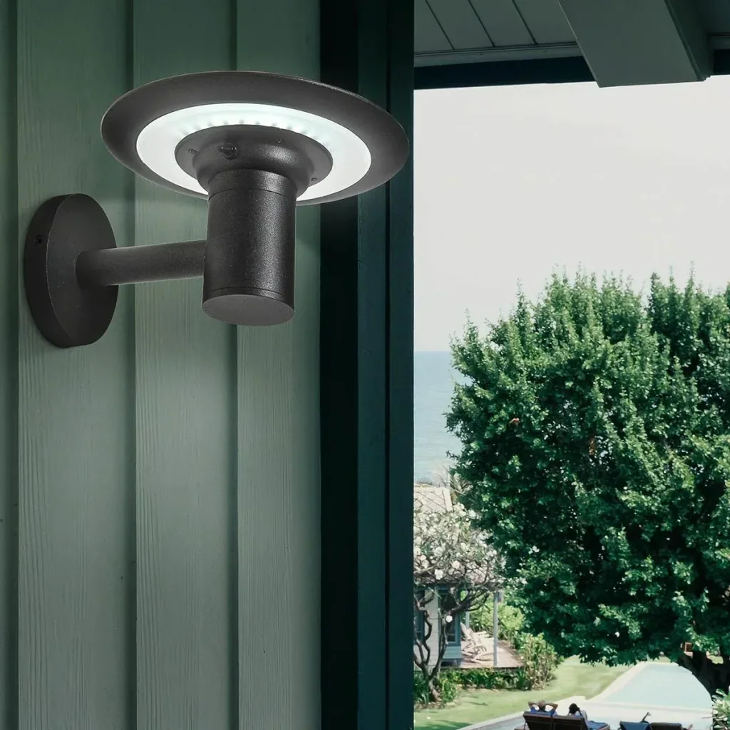 Solar outdoor lamp with 2 light levels, vintage look, black, 25 x 23.5 x 22 cm