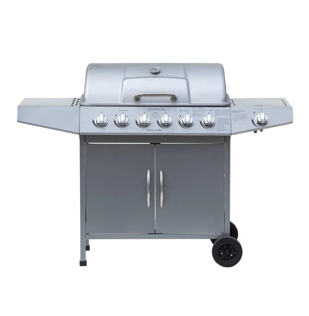 Gas grill "Dayton" 6 main burners + 1 side burner, silver